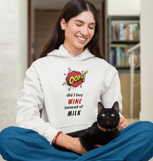 'Oops Did I Buy Wine' Fun Themed Pullover Hoodie