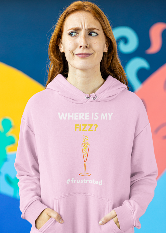 'Where Is My Fizz' Baby Pink Pullover Hoodie