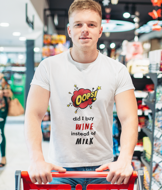 'Oops Did I Buy Wine' Fun Themed T-Shirt